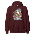 Customer Service Carl hoodie in Maroon, front view