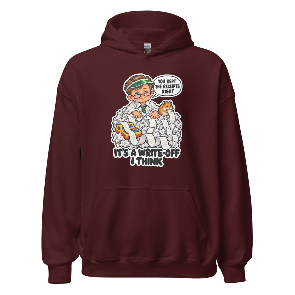 Accountant Andy hoodie in Maroon, front view