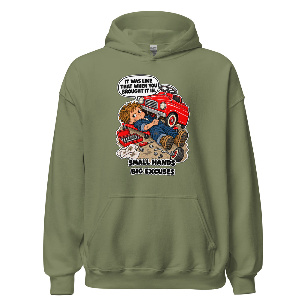 Mechanic Max hoodie in Military Green, front view