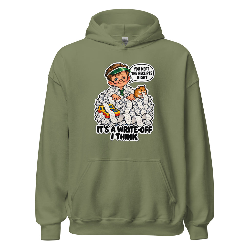 Accountant Andy hoodie in Military Green, front view
