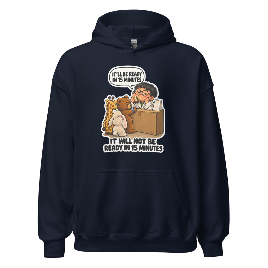 Pharmacist Phil hoodie in Navy, front view
