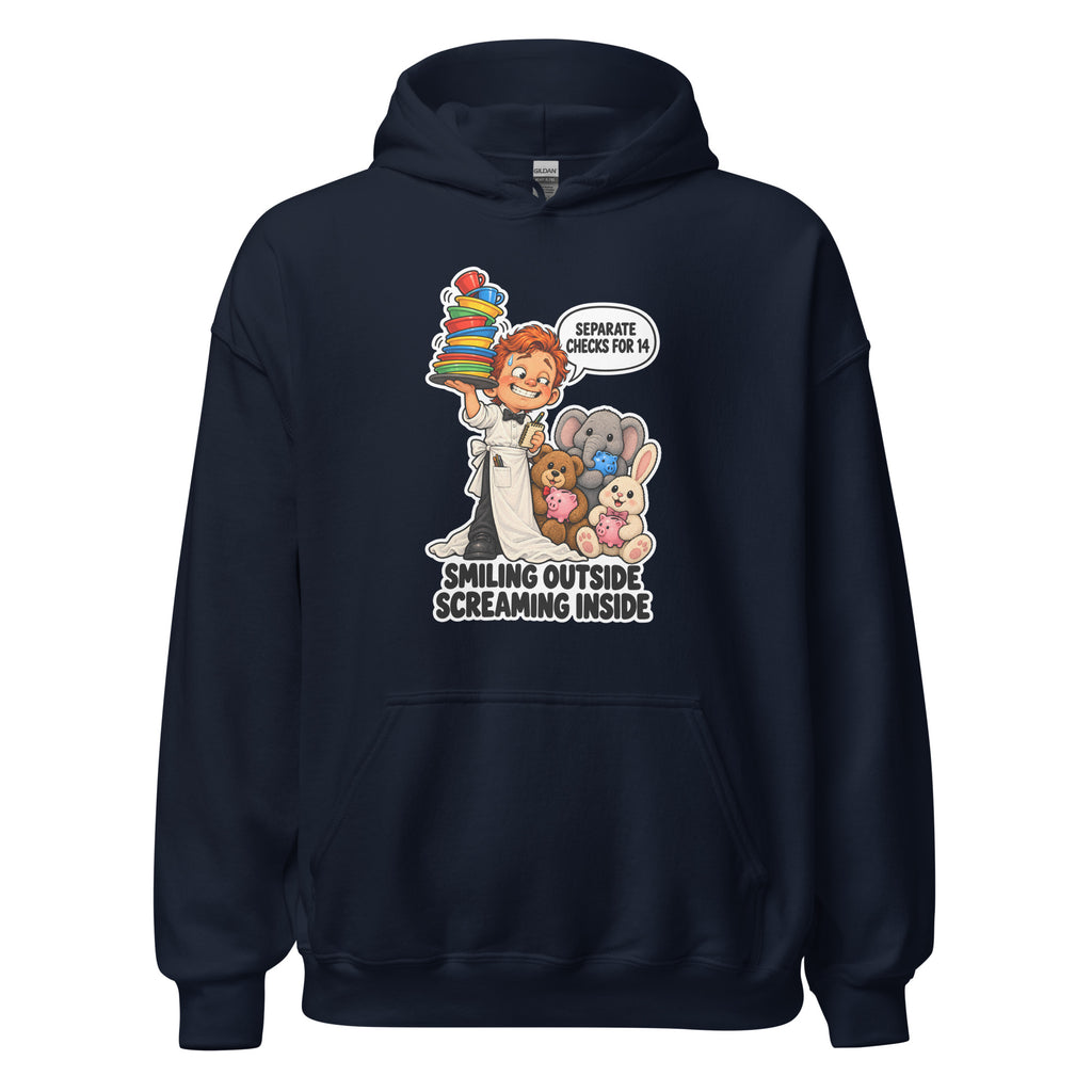 Waiter Wes hoodie in Navy, front view