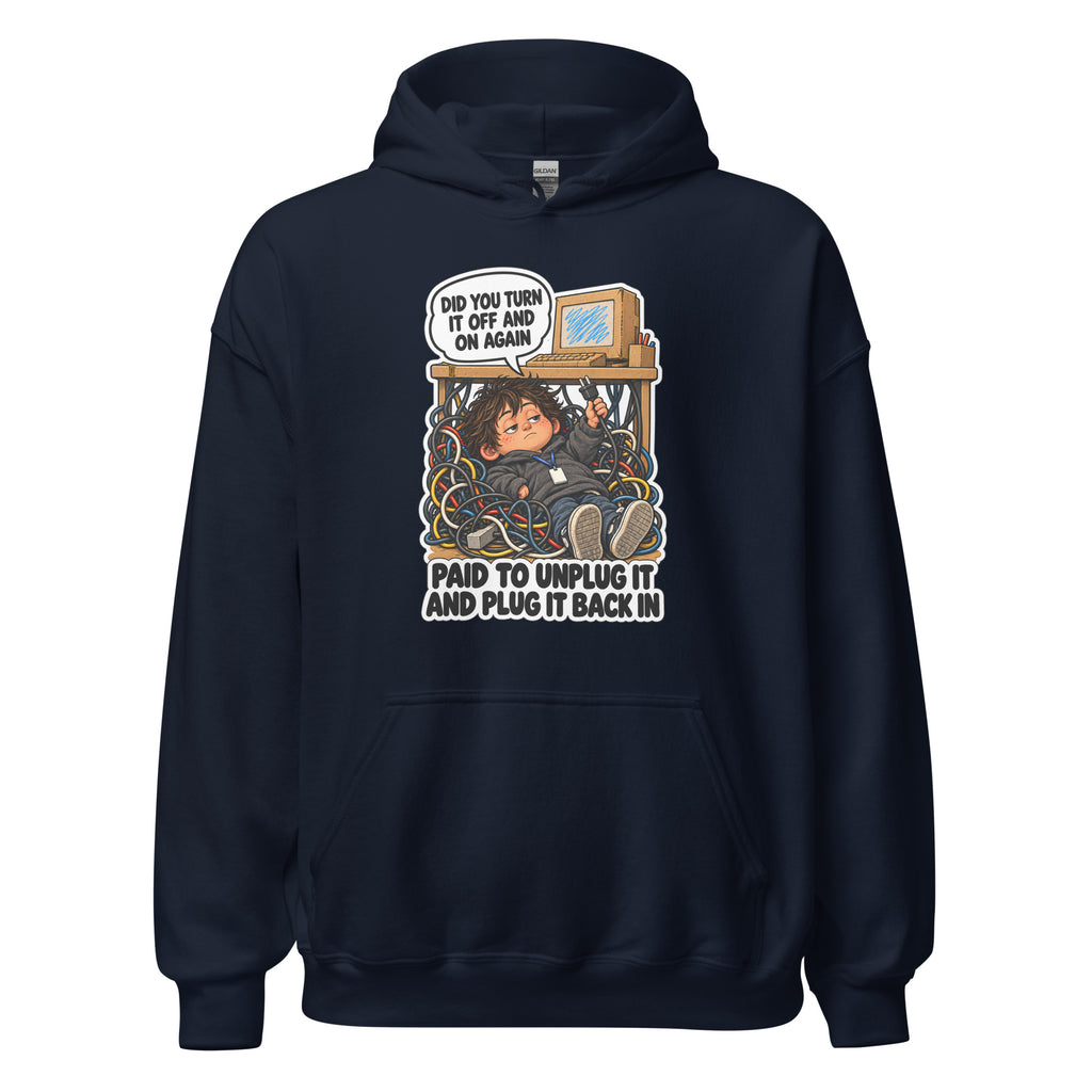 IT Guy Iggy hoodie in Navy, front view