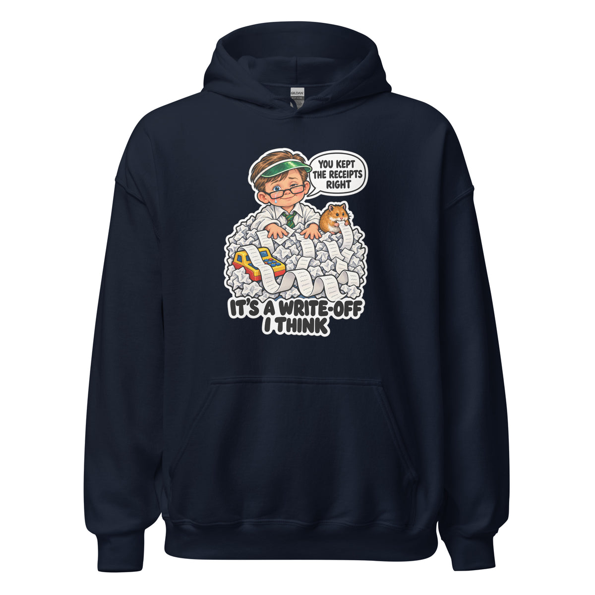 Accountant Andy hoodie in Navy, front view