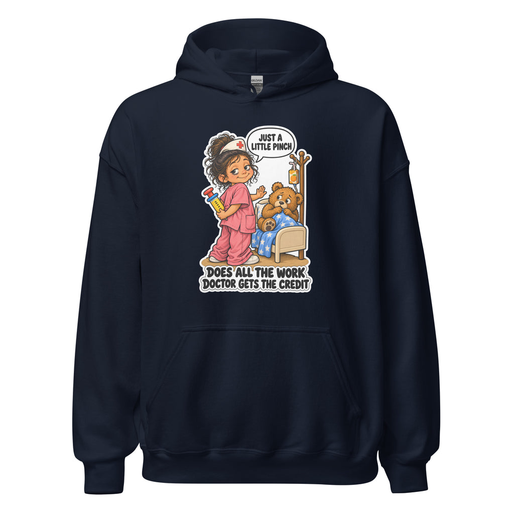 Nurse Nelly hoodie in Navy, front view
