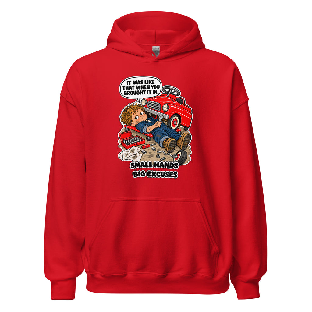 Mechanic Max hoodie in Red, front view