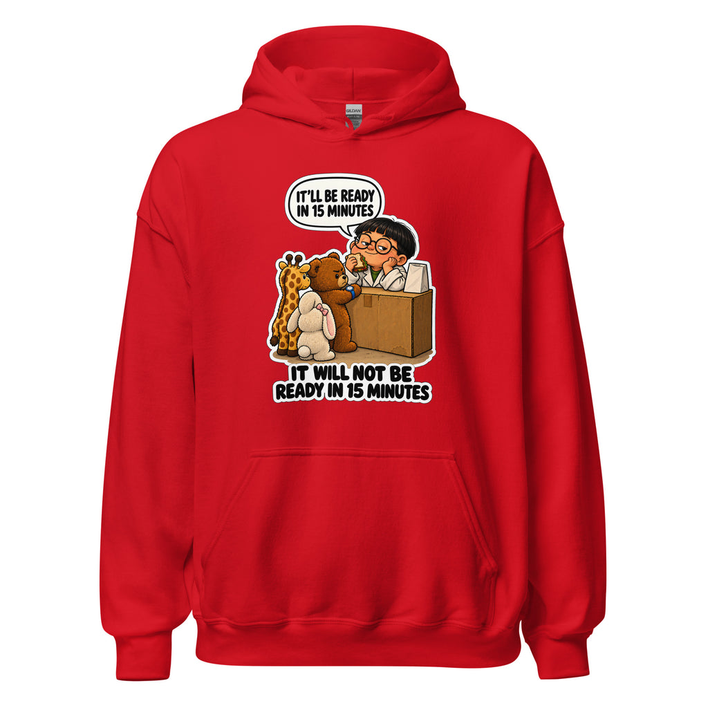 Pharmacist Phil hoodie in Red, front view
