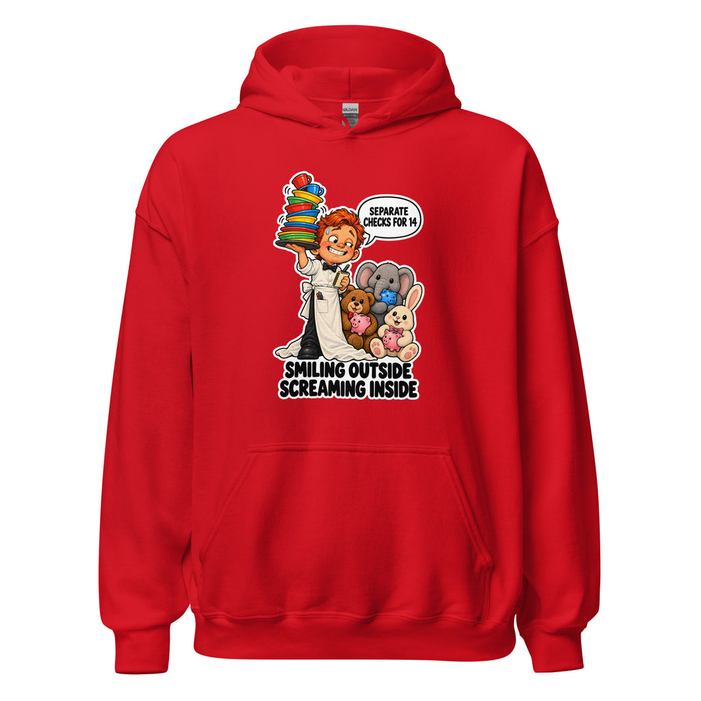 Waiter Wes hoodie in Red, front view