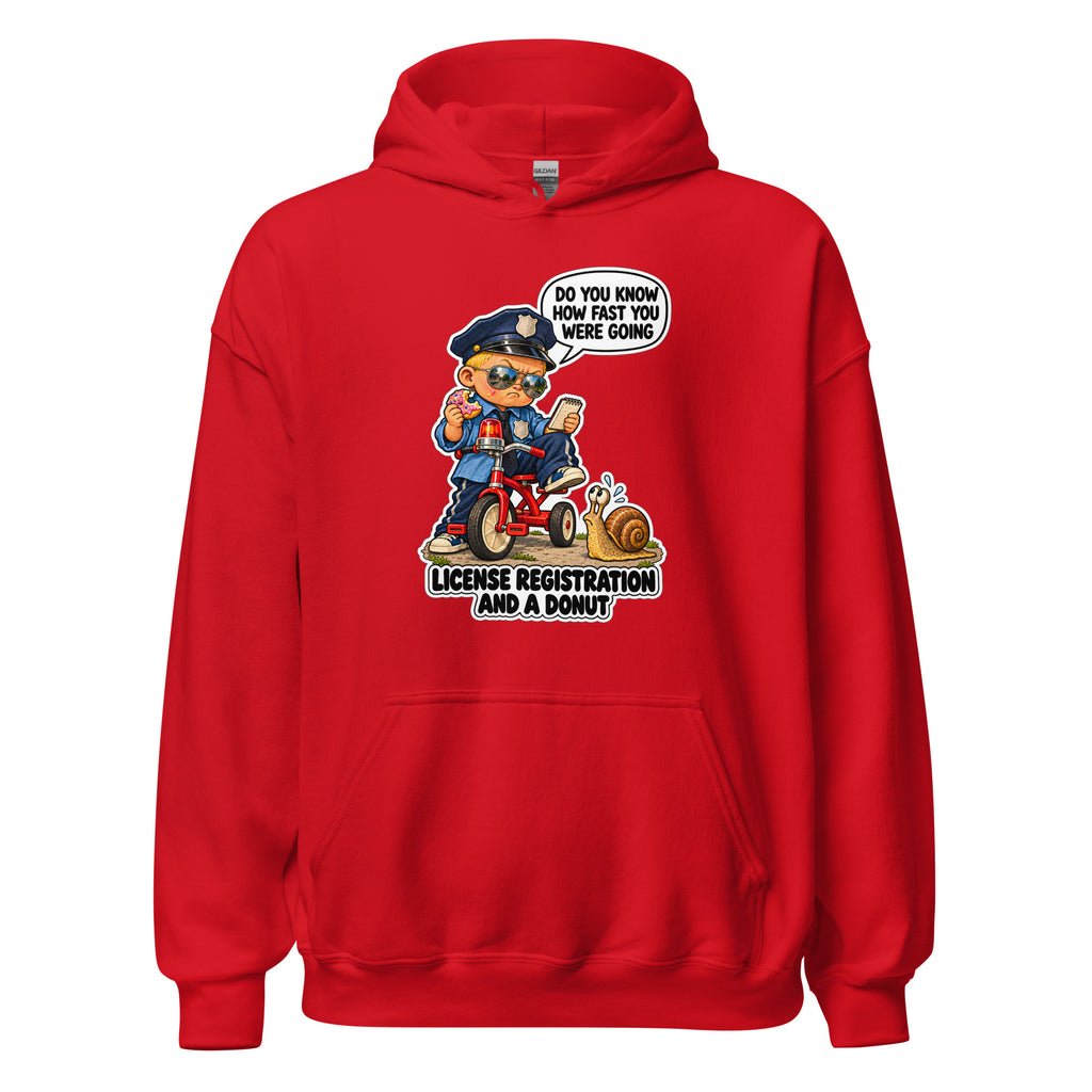 Officer Otis hoodie in Red, front view