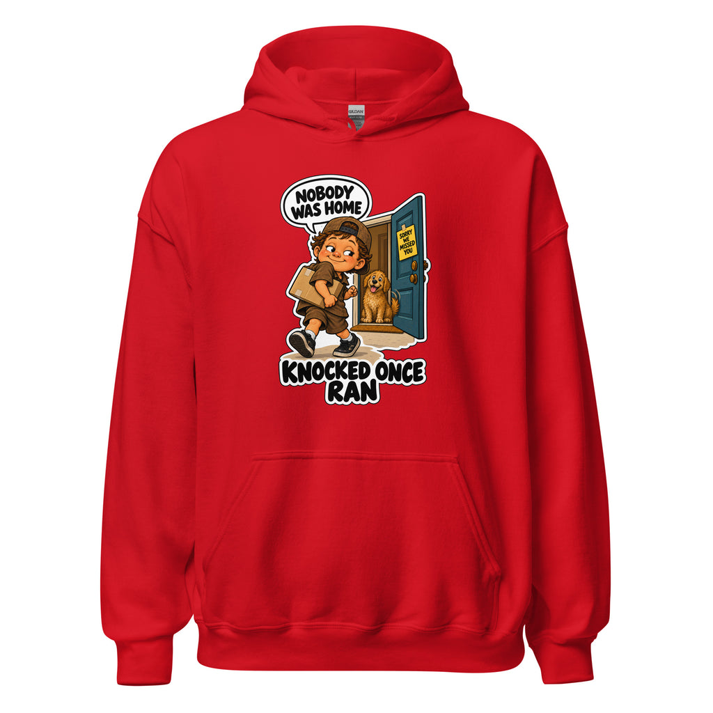 Delivery Dex hoodie in Red, front view