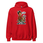 Teacher Trudy hoodie in Red, front view