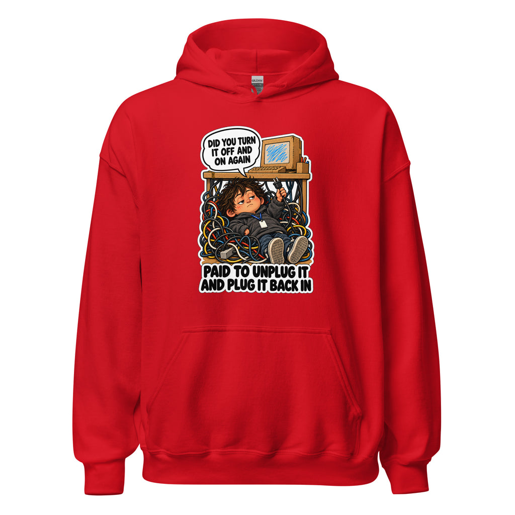IT Guy Iggy hoodie in Red, front view