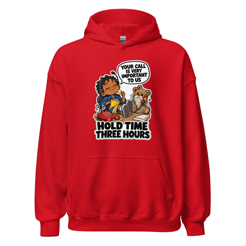 Customer Service Carl hoodie in Red, front view
