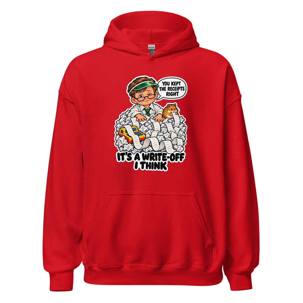 Accountant Andy hoodie in Red, front view