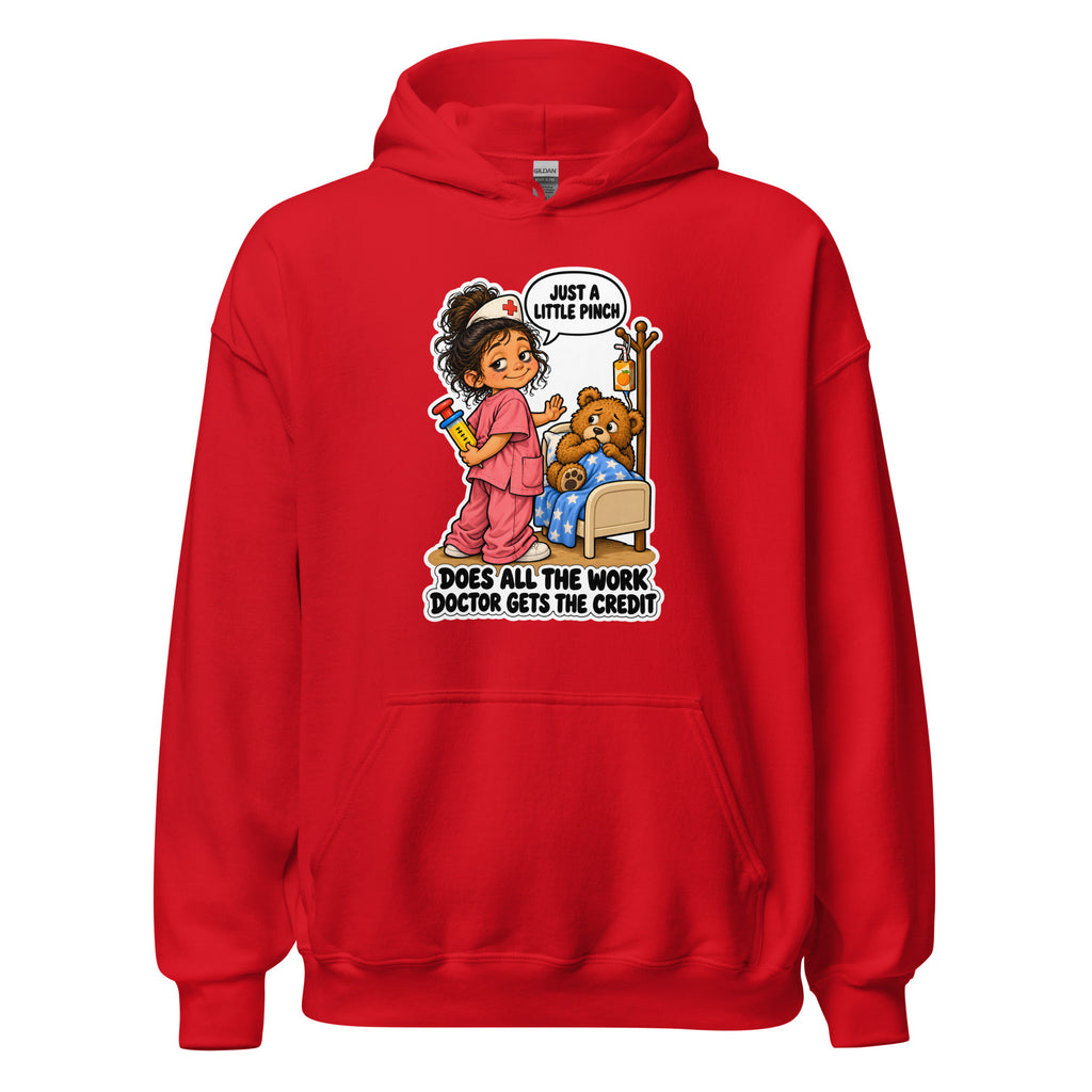 Nurse Nelly hoodie in Red, front view