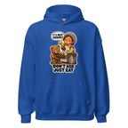 Lunch Lady Lou hoodie in Royal, front view