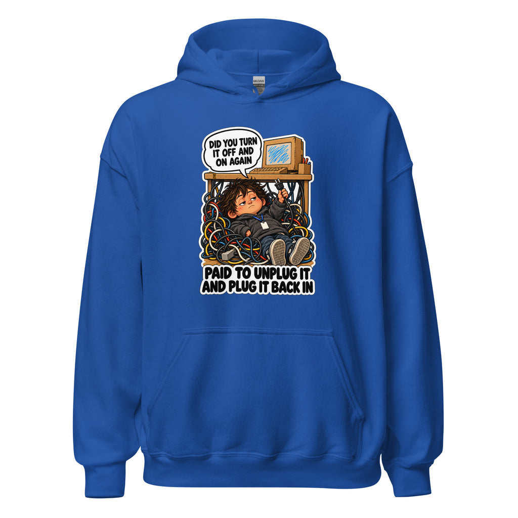 IT Guy Iggy hoodie in Royal, front view
