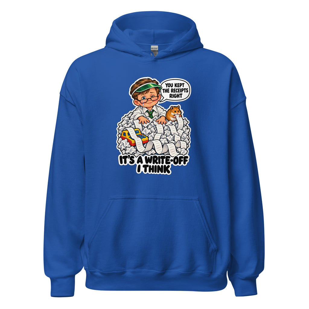 Accountant Andy hoodie in Royal, front view