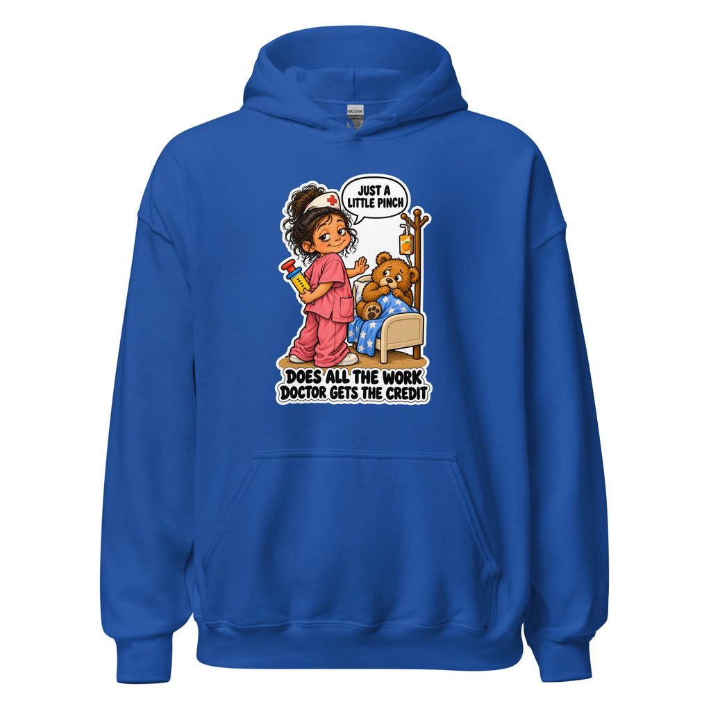 Nurse Nelly hoodie in Royal, front view