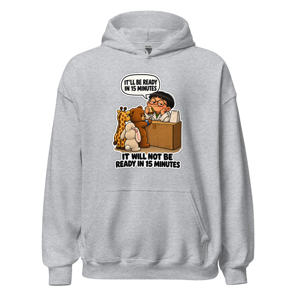 Pharmacist Phil hoodie in Sport Grey, front view