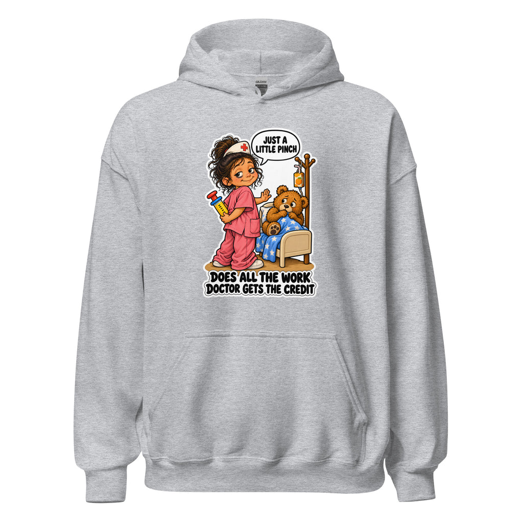 Nurse Nelly hoodie in Sport Grey, front view