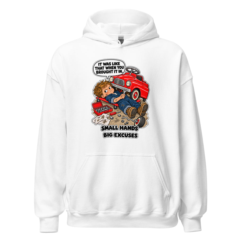 Mechanic Max hoodie in White, front view