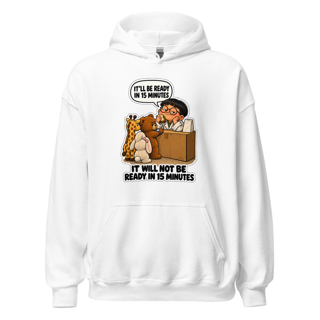 Pharmacist Phil hoodie in White, front view