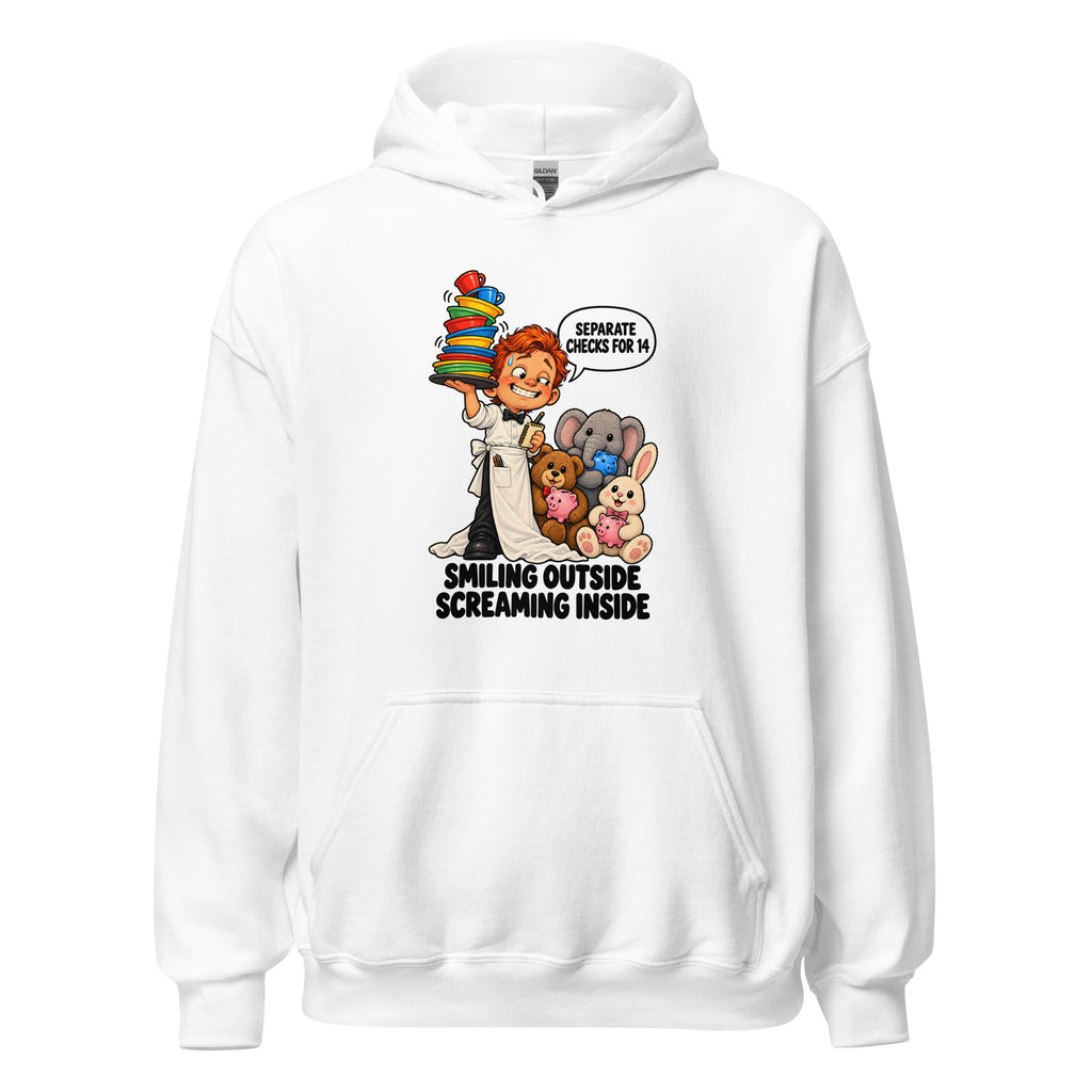 Waiter Wes hoodie in White, front view