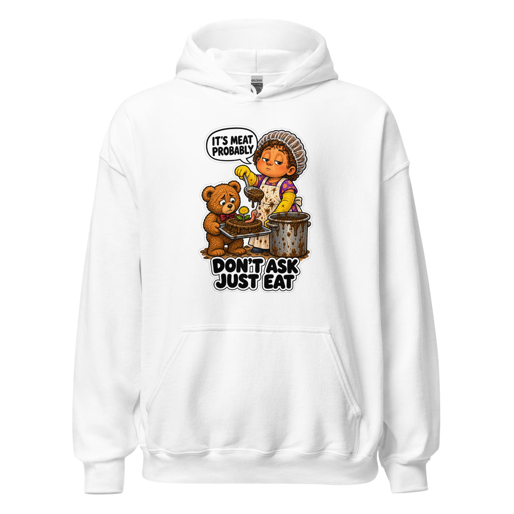 Lunch Lady Lou hoodie in White, front view