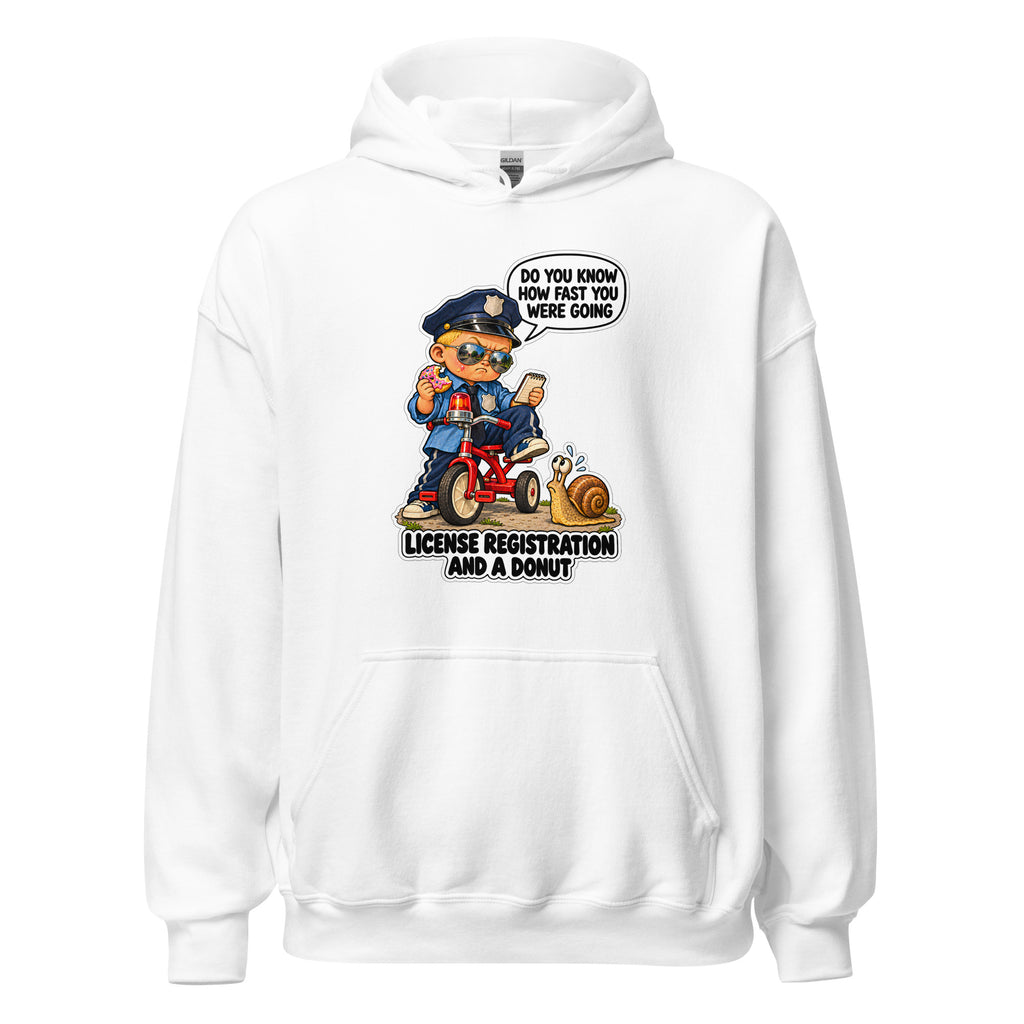 Officer Otis hoodie in White, front view