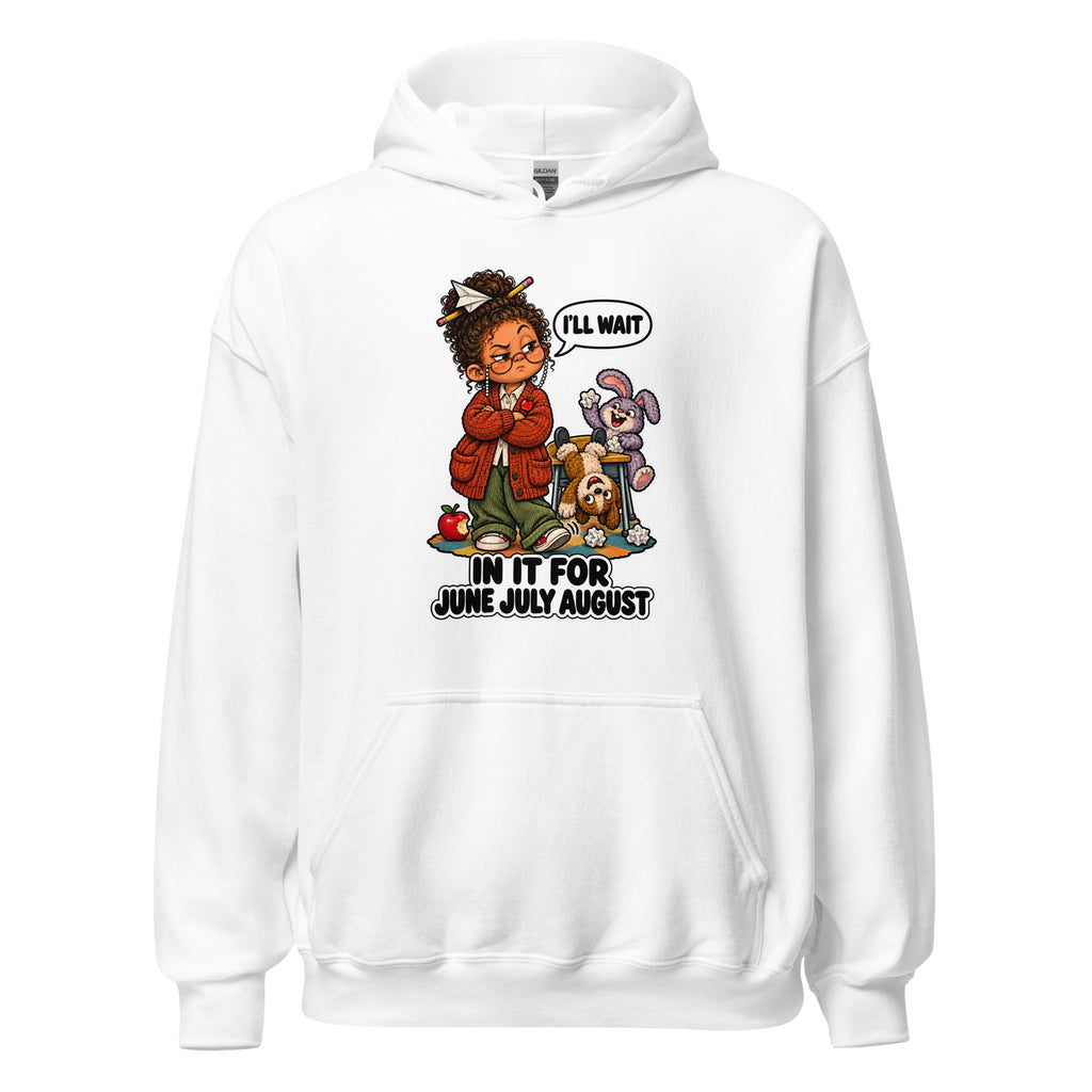 Teacher Trudy hoodie in White, front view