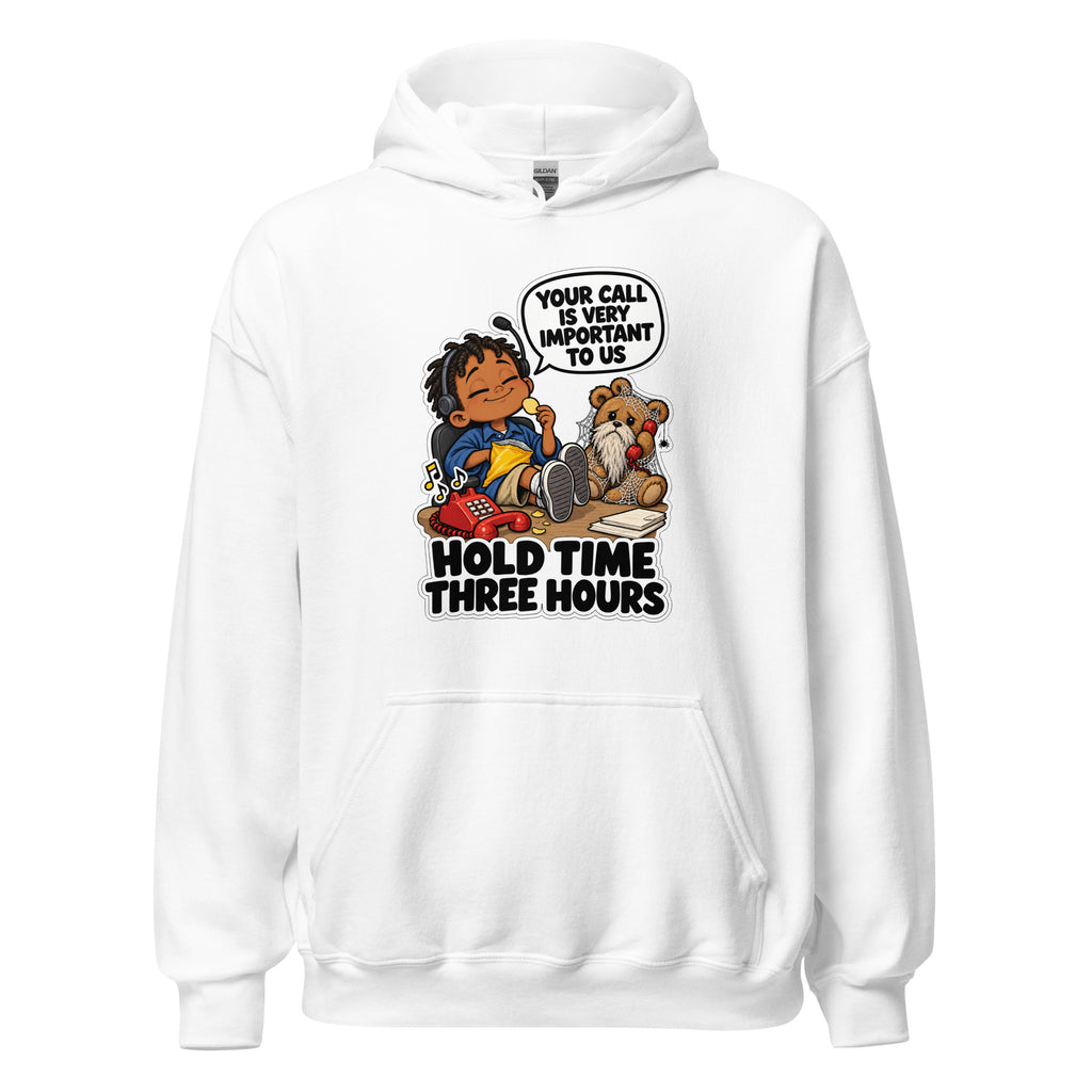 Customer Service Carl hoodie in White, front view