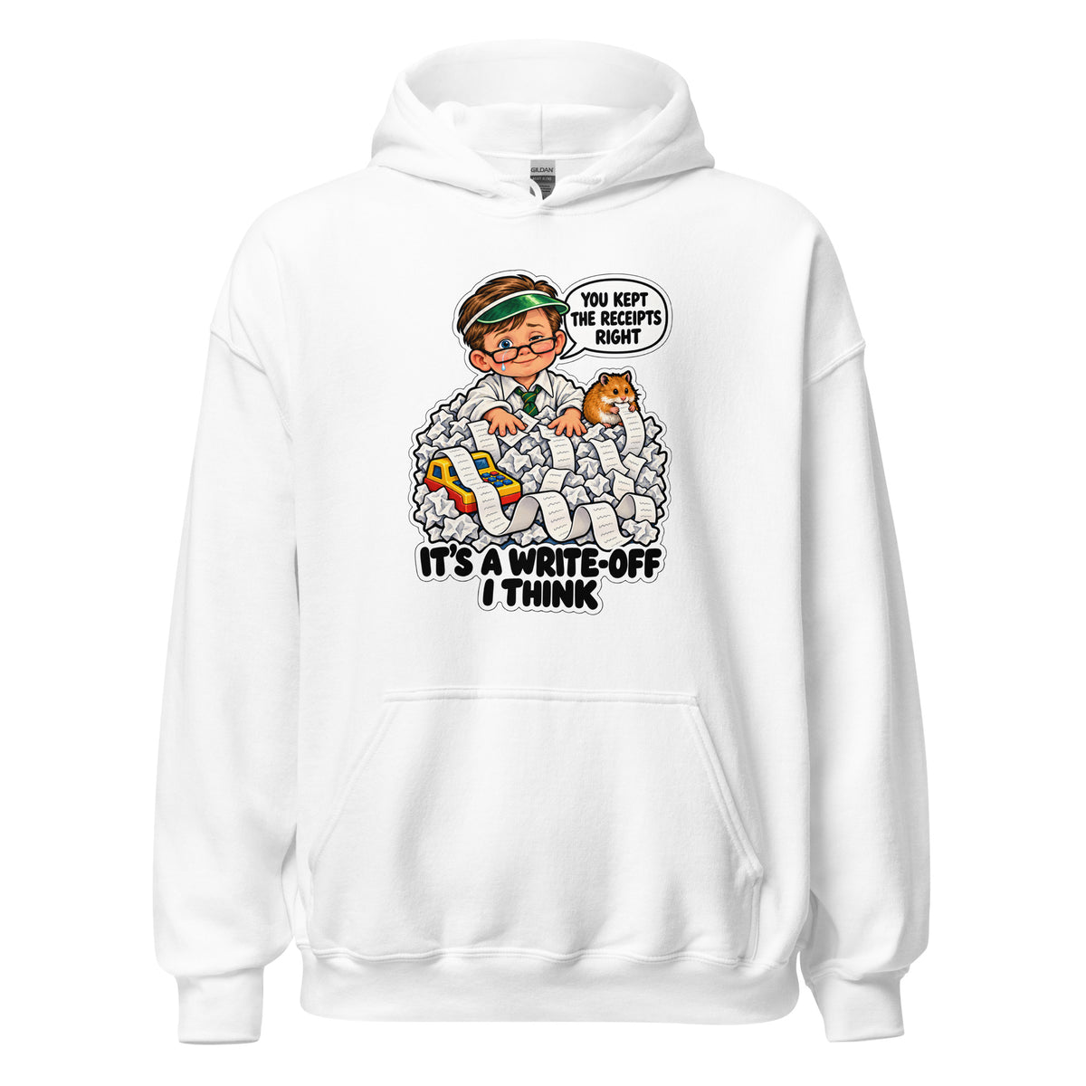 Accountant Andy hoodie in White, front view