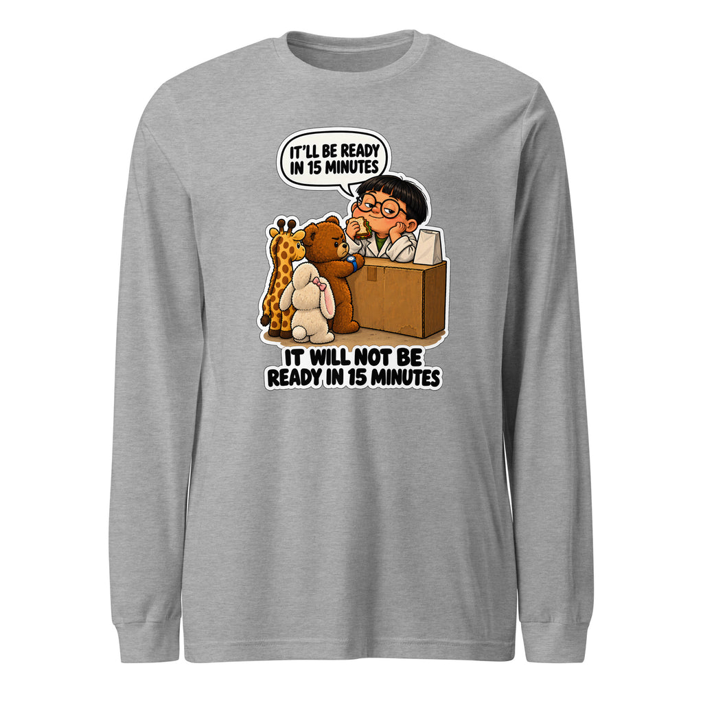 Pharmacist Phil long sleeve tee in Athletic Heather, front view