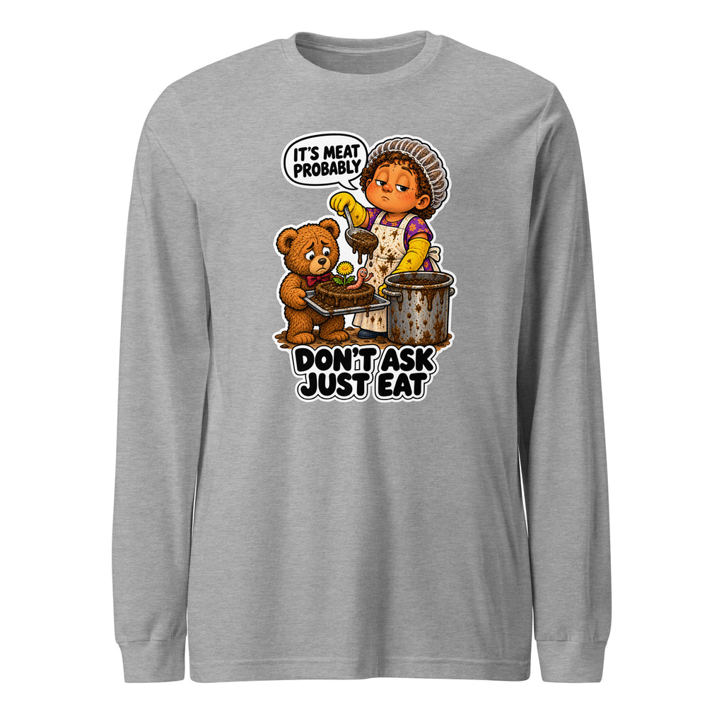 Lunch Lady Lou long sleeve tee in Athletic Heather, front view