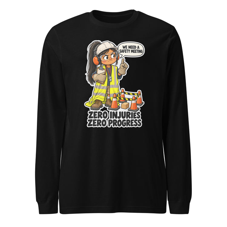 Safety Sally "Zero Injuries, Zero Progress" design