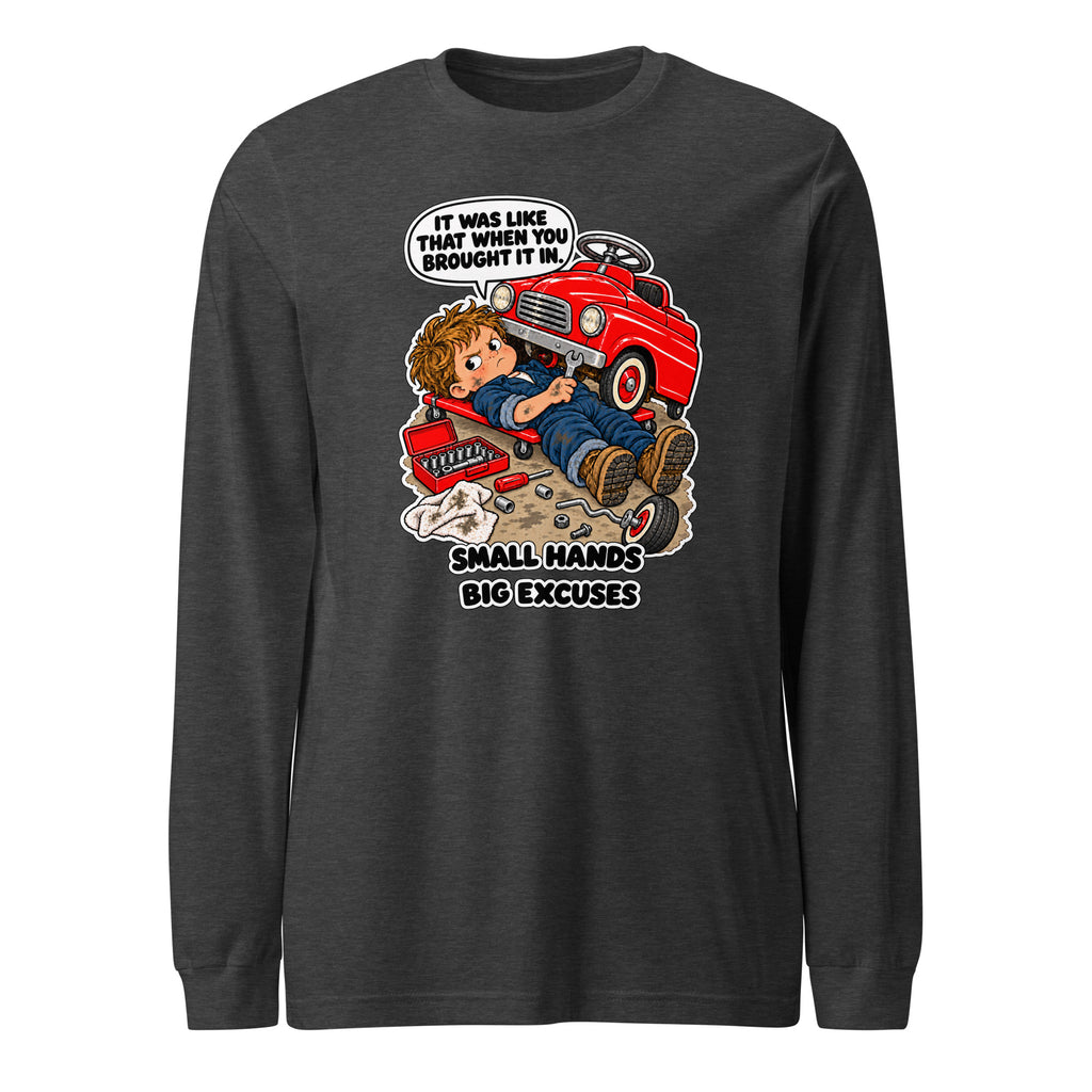 Mechanic Max long sleeve tee in Dark Grey Heather, front view