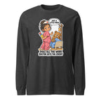 Nurse Nelly long sleeve tee in Dark Grey Heather, front view
