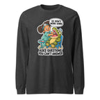Dentist Dottie long sleeve tee in Dark Grey Heather, front view
