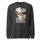 Chef Charlie long sleeve tee in Dark Grey Heather, front view