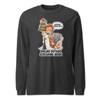 Waiter Wes long sleeve tee in Dark Grey Heather, front view