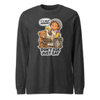Lunch Lady Lou long sleeve tee in Dark Grey Heather, front view
