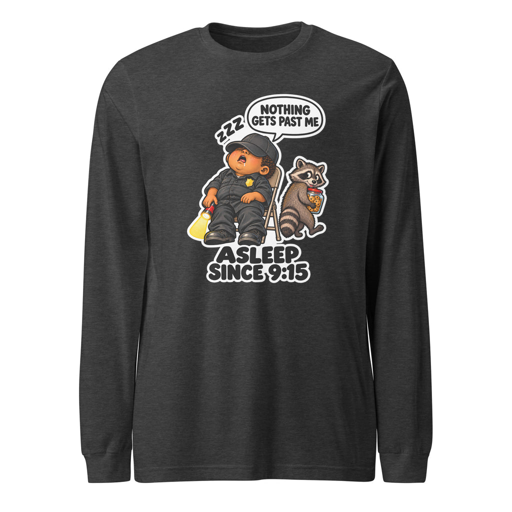 Security Stan long sleeve tee in Dark Grey Heather, front view