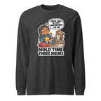 Customer Service Carl long sleeve tee in Dark Grey Heather, front view