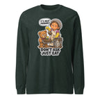 Lunch Lady Lou long sleeve tee in Heather Forest, front view