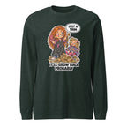 Hairdresser Holly long sleeve tee in Heather Forest, front view