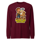 Measure Twice Milo long sleeve tee in Maroon, front view