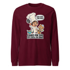 Chef Charlie long sleeve tee in Maroon, front view