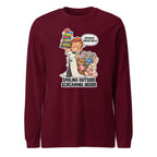Waiter Wes long sleeve tee in Maroon, front view