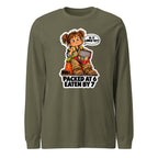 Lunchbox Lucy long sleeve tee in Military Green, front view
